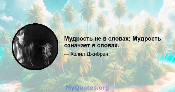 Мудрость не в словах; Мудрость означает в словах.