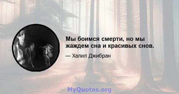 Мы боимся смерти, но мы жаждем сна и красивых снов.