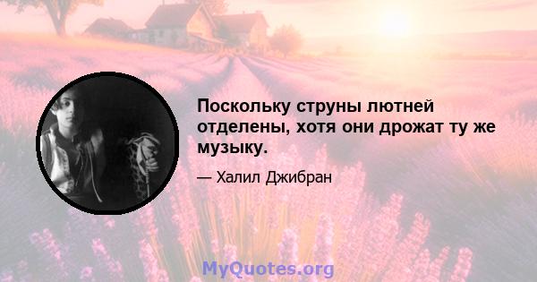 Поскольку струны лютней отделены, хотя они дрожат ту же музыку.