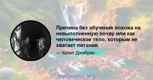 Причина без обучения похожа на невыполненную почву или как человеческое тело, которым не хватает питания.