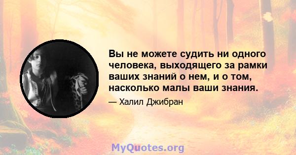 Вы не можете судить ни одного человека, выходящего за рамки ваших знаний о нем, и о том, насколько малы ваши знания.