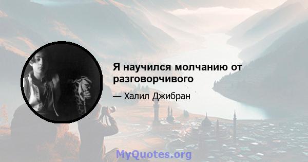 Я научился молчанию от разговорчивого