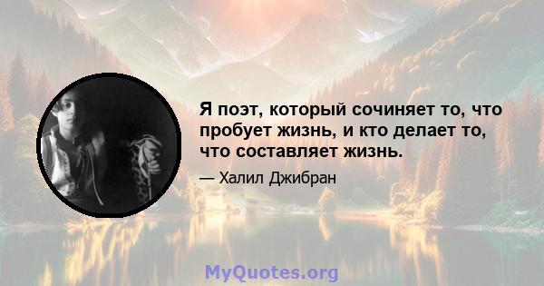 Я поэт, который сочиняет то, что пробует жизнь, и кто делает то, что составляет жизнь.