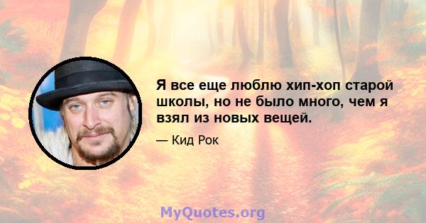 Я все еще люблю хип-хоп старой школы, но не было много, чем я взял из новых вещей.