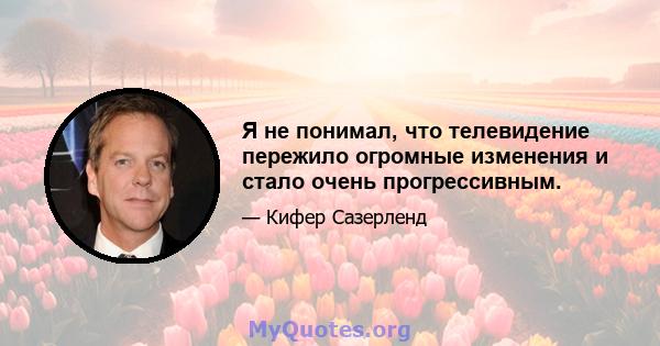 Я не понимал, что телевидение пережило огромные изменения и стало очень прогрессивным.