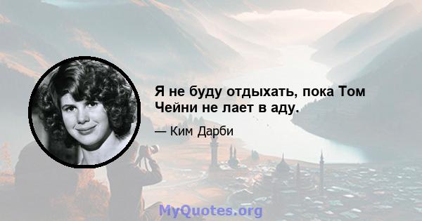 Я не буду отдыхать, пока Том Чейни не лает в аду.