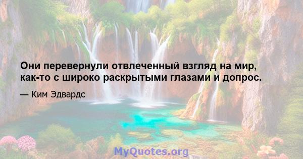 Они перевернули отвлеченный взгляд на мир, как-то с широко раскрытыми глазами и допрос.