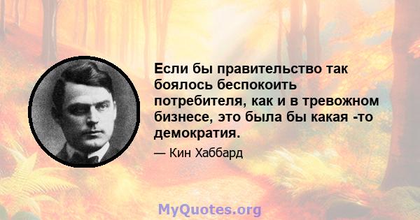 Если бы правительство так боялось беспокоить потребителя, как и в тревожном бизнесе, это была бы какая -то демократия.