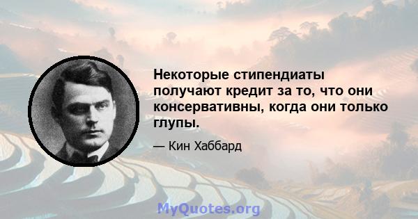 Некоторые стипендиаты получают кредит за то, что они консервативны, когда они только глупы.