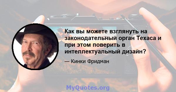 Как вы можете взглянуть на законодательный орган Техаса и при этом поверить в интеллектуальный дизайн?