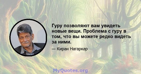 Гуру позволяют вам увидеть новые вещи. Проблема с гуру в том, что вы можете редко видеть за ними.