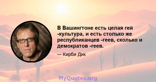 В Вашингтоне есть целая гей -культура, и есть столько же республиканцев -геев, сколько и демократов -геев.