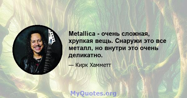 Metallica - очень сложная, хрупкая вещь. Снаружи это все металл, но внутри это очень деликатно.