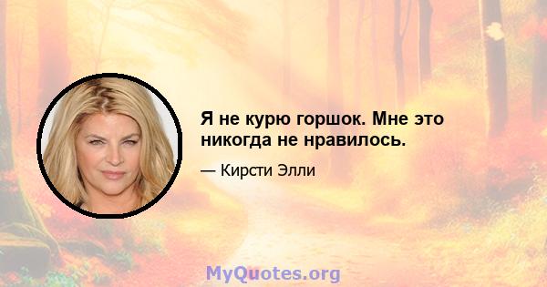 Я не курю горшок. Мне это никогда не нравилось.