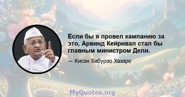 Если бы я провел кампанию за это, Арвинд Кейривал стал бы главным министром Дели.