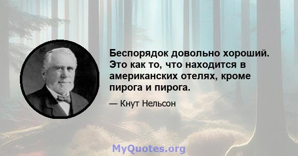 Беспорядок довольно хороший. Это как то, что находится в американских отелях, кроме пирога и пирога.