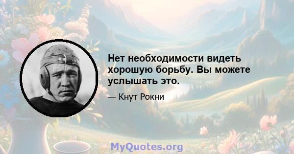 Нет необходимости видеть хорошую борьбу. Вы можете услышать это.