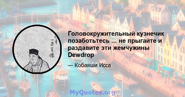 Головокружительный кузнечик позаботьтесь ... не прыгайте и раздавите эти жемчужины Dewdrop