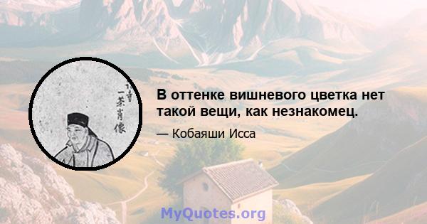 В оттенке вишневого цветка нет такой вещи, как незнакомец.