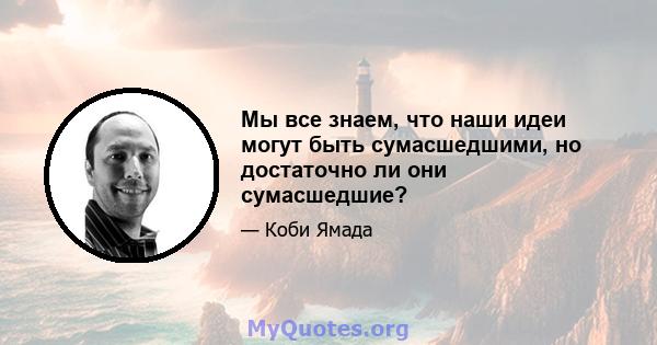 Мы все знаем, что наши идеи могут быть сумасшедшими, но достаточно ли они сумасшедшие?