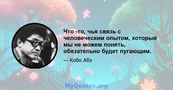 Что -то, чья связь с человеческим опытом, который мы не можем понять, обязательно будет пугающим.