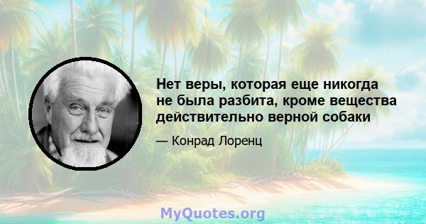 Нет веры, которая еще никогда не была разбита, кроме вещества действительно верной собаки