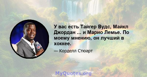 У вас есть Тайгер Вудс, Майкл Джордан ... и Марио Лемье. По моему мнению, он лучший в хоккее.