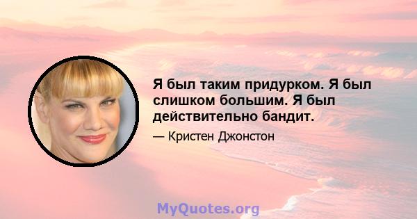 Я был таким придурком. Я был слишком большим. Я был действительно бандит.