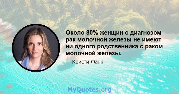 Около 80% женщин с диагнозом рак молочной железы не имеют ни одного родственника с раком молочной железы.