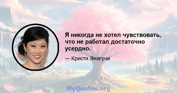 Я никогда не хотел чувствовать, что не работал достаточно усердно.