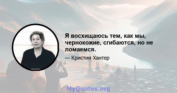 Я восхищаюсь тем, как мы, чернокожие, сгибаются, но не ломаемся.