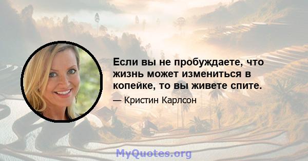 Если вы не пробуждаете, что жизнь может измениться в копейке, то вы живете спите.