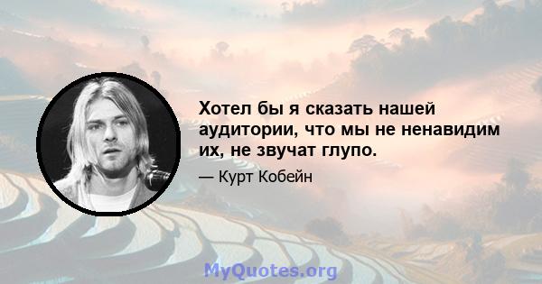 Хотел бы я сказать нашей аудитории, что мы не ненавидим их, не звучат глупо.