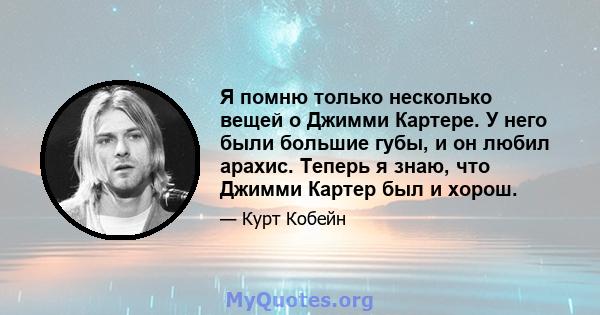 Я помню только несколько вещей о Джимми Картере. У него были большие губы, и он любил арахис. Теперь я знаю, что Джимми Картер был и хорош.