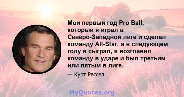 Мой первый год Pro Ball, который я играл в Северо-Западной лиге и сделал команду All-Star, а в следующем году я сыграл, я возглавил команду в ударе и был третьим или пятым в лиге.