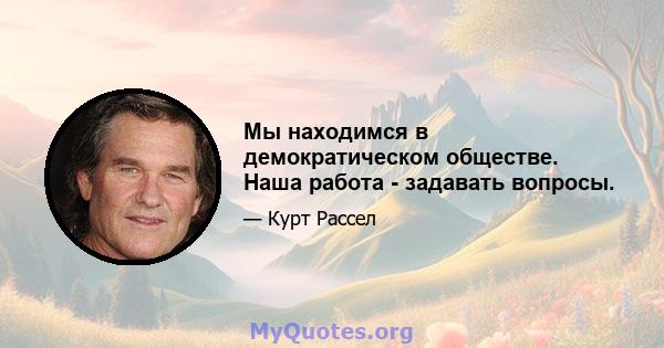 Мы находимся в демократическом обществе. Наша работа - задавать вопросы.