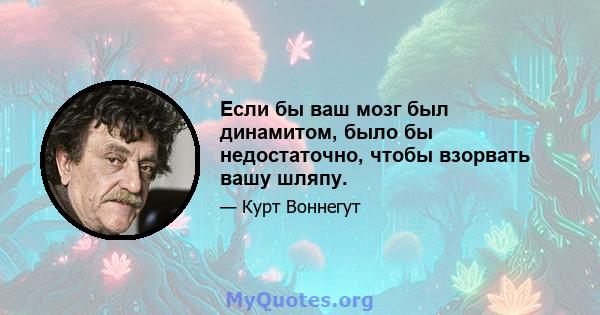 Если бы ваш мозг был динамитом, было бы недостаточно, чтобы взорвать вашу шляпу.