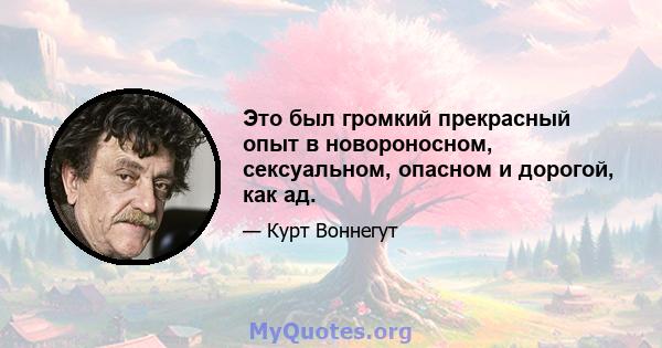 Это был громкий прекрасный опыт в новороносном, сексуальном, опасном и дорогой, как ад.