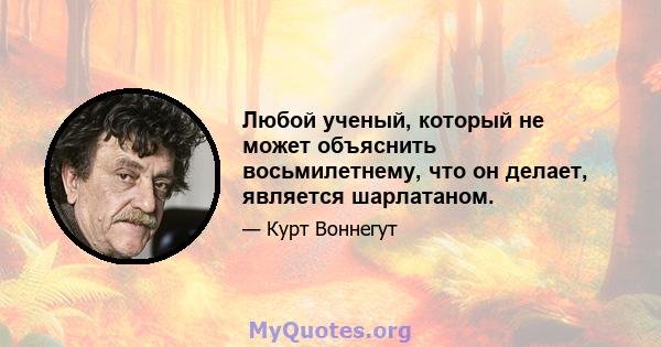 Любой ученый, который не может объяснить восьмилетнему, что он делает, является шарлатаном.