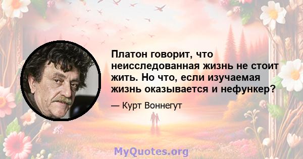 Платон говорит, что неисследованная жизнь не стоит жить. Но что, если изучаемая жизнь оказывается и нефункер?