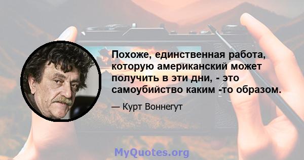 Похоже, единственная работа, которую американский может получить в эти дни, - это самоубийство каким -то образом.