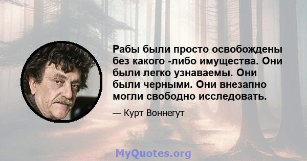 Рабы были просто освобождены без какого -либо имущества. Они были легко узнаваемы. Они были черными. Они внезапно могли свободно исследовать.