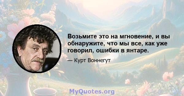 Возьмите это на мгновение, и вы обнаружите, что мы все, как уже говорил, ошибки в янтаре.