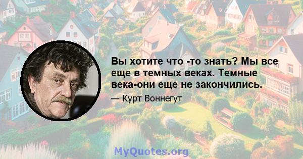 Вы хотите что -то знать? Мы все еще в темных веках. Темные века-они еще не закончились.