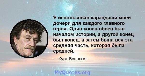 Я использовал карандаши моей дочери для каждого главного героя. Один конец обоев был началом истории, а другой конец был конец, а затем была вся эта средняя часть, которая была средней.