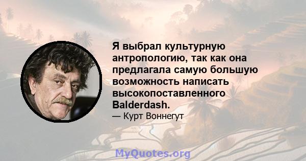 Я выбрал культурную антропологию, так как она предлагала самую большую возможность написать высокопоставленного Balderdash.