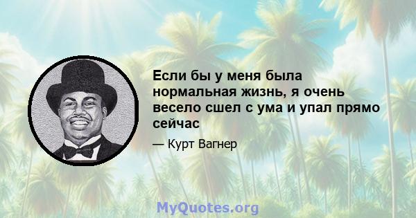 Если бы у меня была нормальная жизнь, я очень весело сшел с ума и упал прямо сейчас