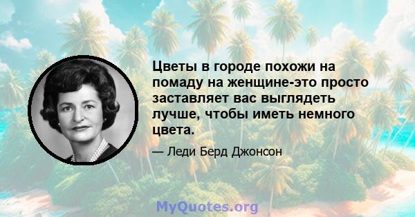 Цветы в городе похожи на помаду на женщине-это просто заставляет вас выглядеть лучше, чтобы иметь немного цвета.