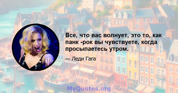 Все, что вас волнует, это то, как панк -рок вы чувствуете, когда просыпаетесь утром.