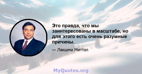 Это правда, что мы заинтересованы в масштабе, но для этого есть очень разумные причины.